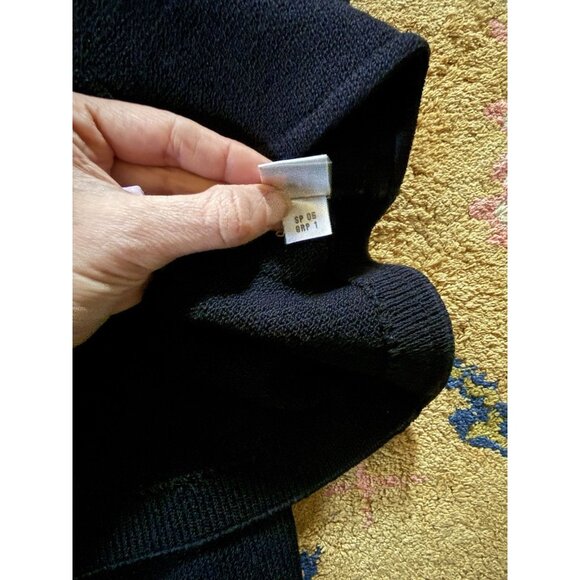St John Black Knit Pant Suit Jacket Set Black Buttons sz 8 Medium - Picture 8 of 11